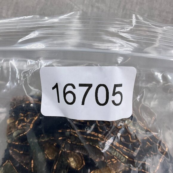 Unbranded Blouse Women Medium Black Gold Multi All Bead Floral Diamond Silk VTG - Picture 12 of 12